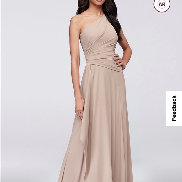 David Bridal One Shoulder Georgette Cascade Bridesmaid Dress - Picture 2 of 2